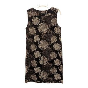 212 Collection Dress Women's Size 10 Linen Cotton Blend Black Floral Sleeveless